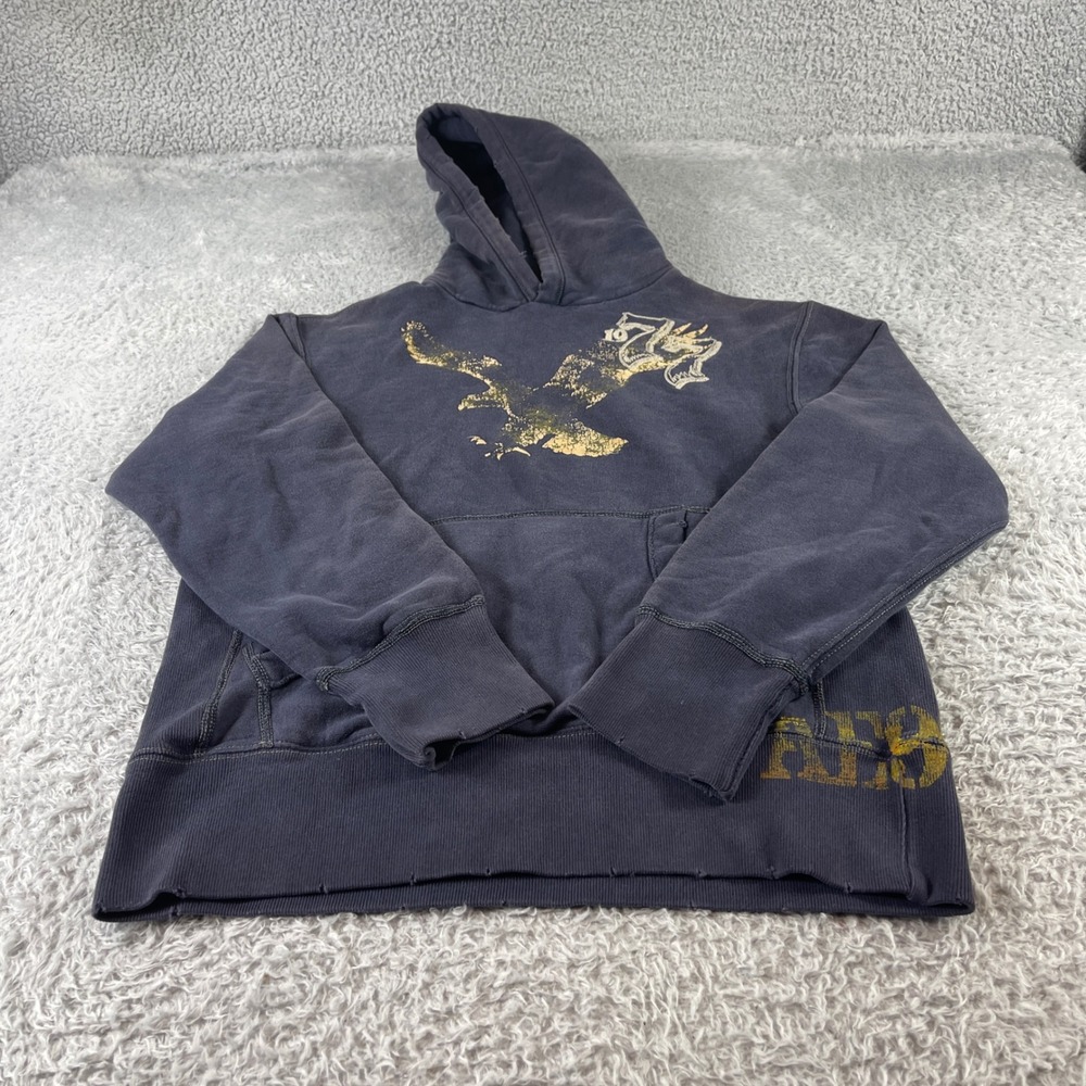 American Eagle Outfitters Eagle Graphic Hoodie Pullover Navy Blue Size S P